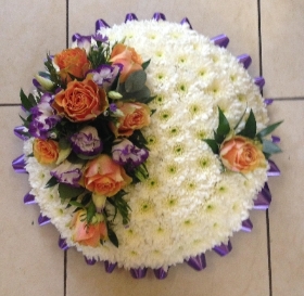 Based Purple, Orange and White Posy Pad